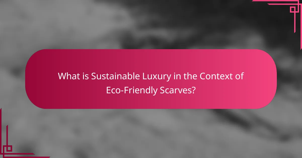 What is Sustainable Luxury in the Context of Eco-Friendly Scarves?